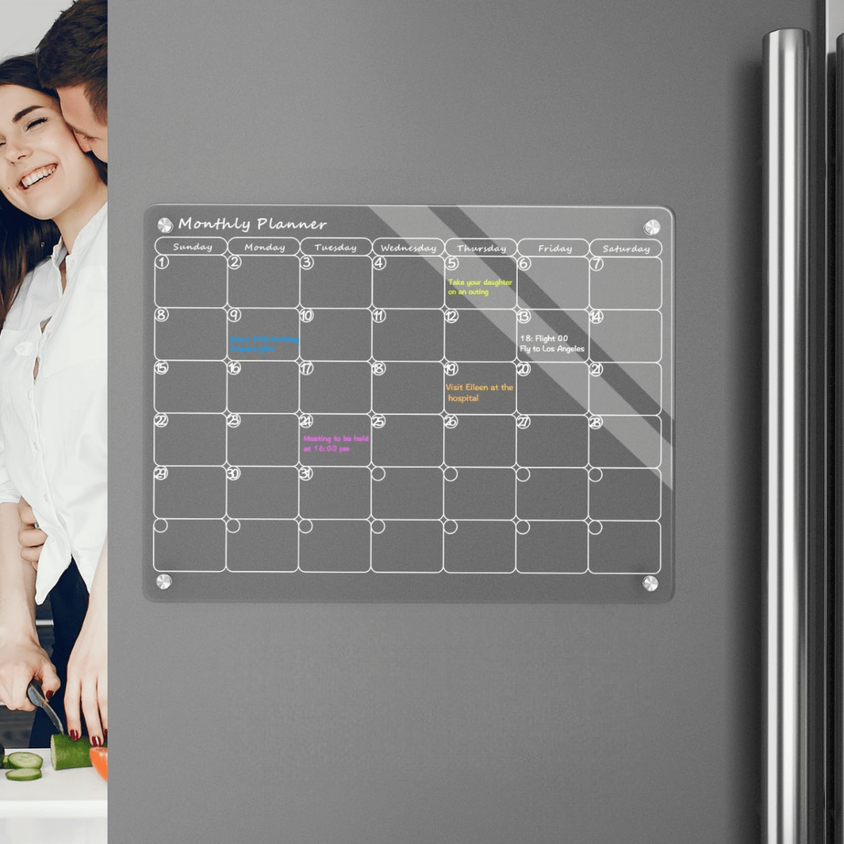 Magnetic Acrylic Fridge Calendar – Stylish, Colorful & Easy Planning! - Memories InsiteMAGNETIC ACRYLIC FRIDGE PLANNER-1